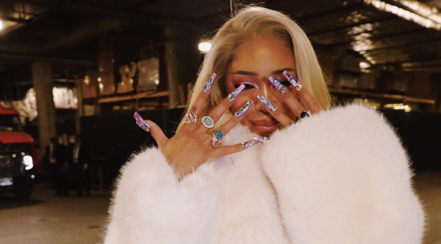 Saweetie-Decked-out-in-Anna-Zuckerman-Rings-for-Fight-Night-in-Dallas-TX Anna Zuckerman