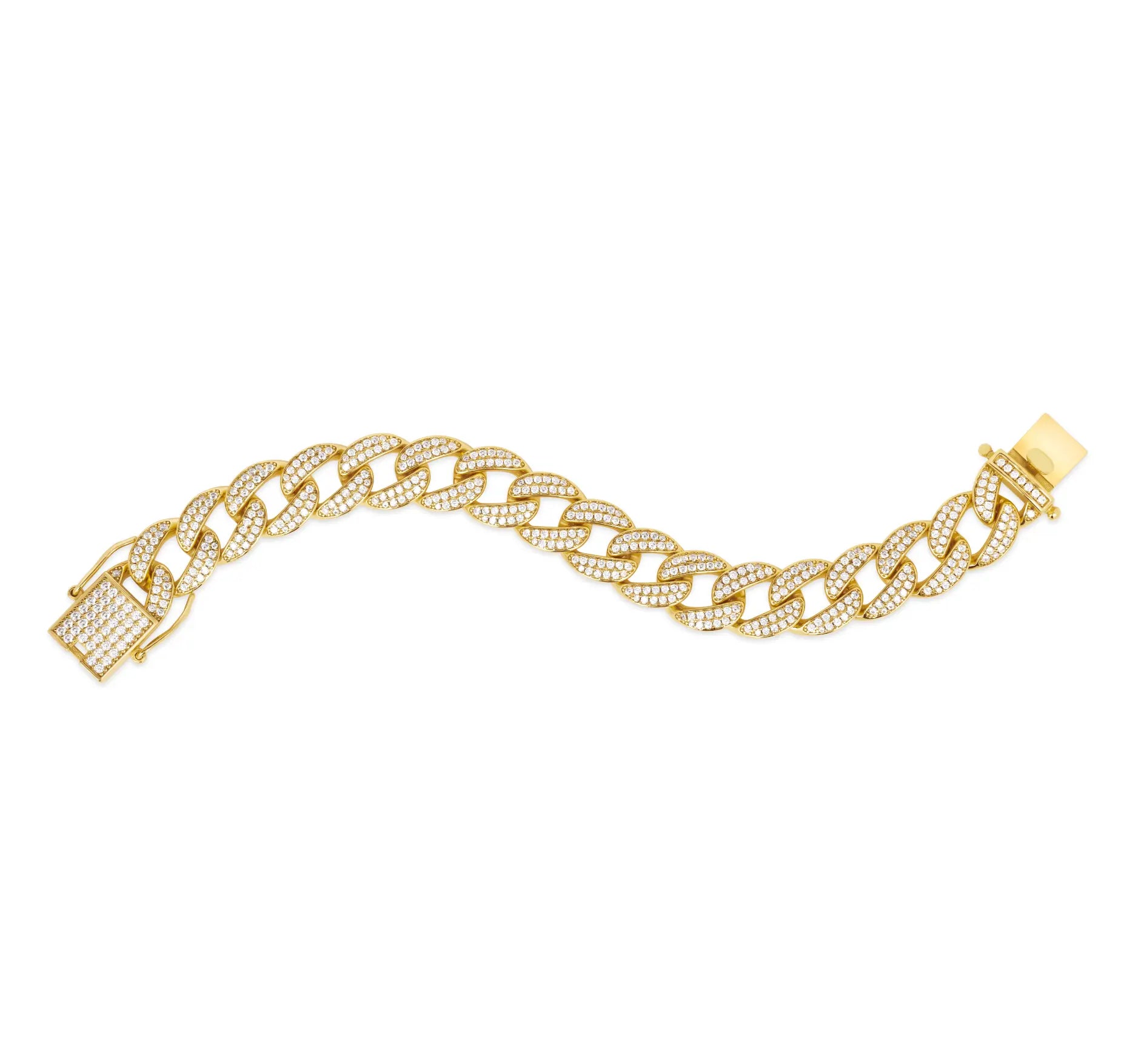 12mm Super Cuban Link Bracelet Yellow Gold Anna Zuckerman