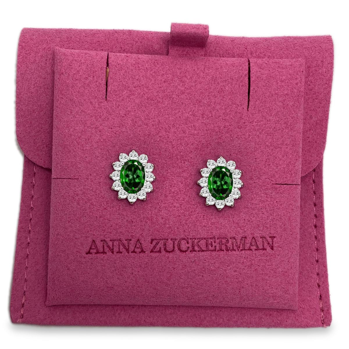 Halo Gem Earrings in Emerald by AZ Essentials