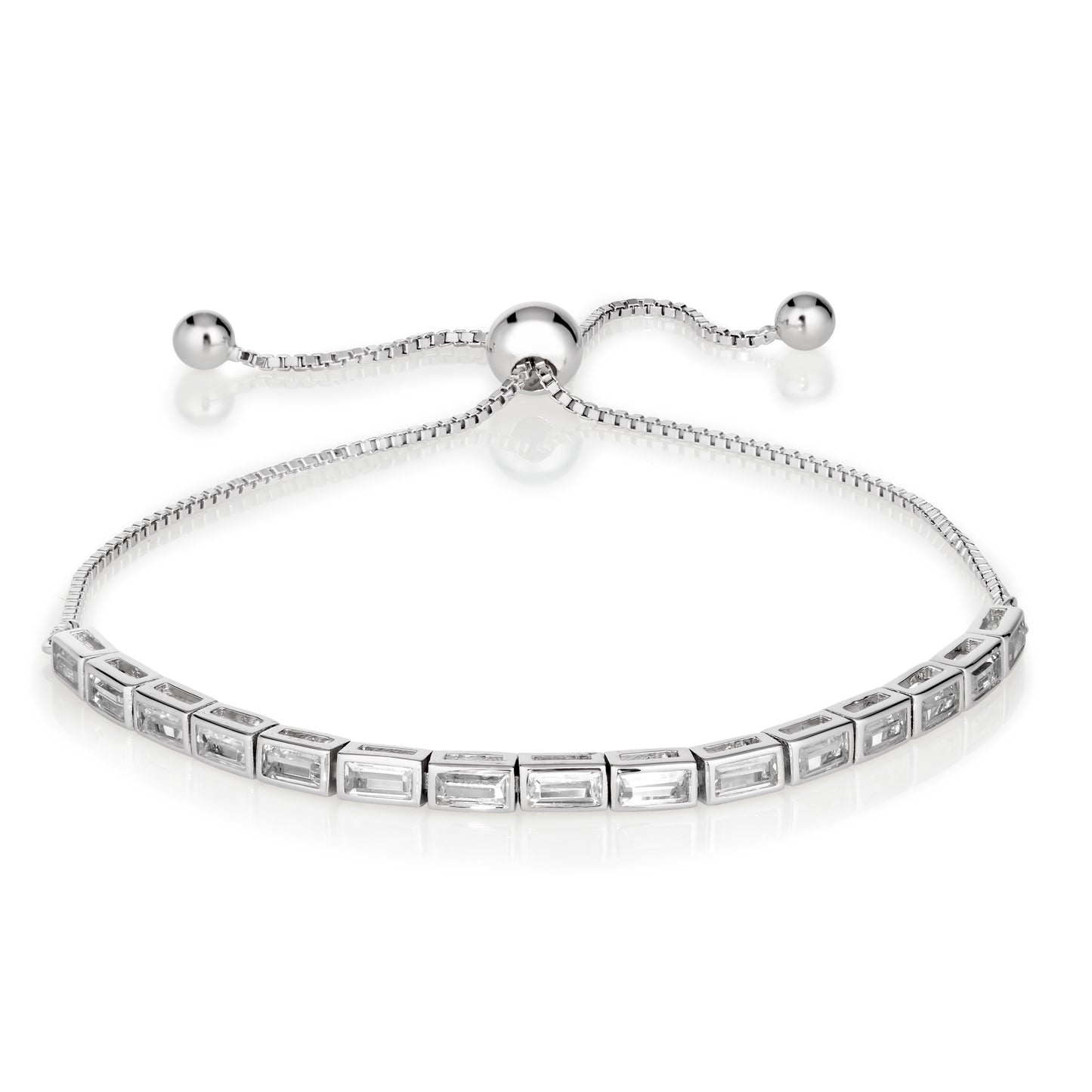 House of Zuckerman 19 Diamond White Baguette Bolo Bracelet