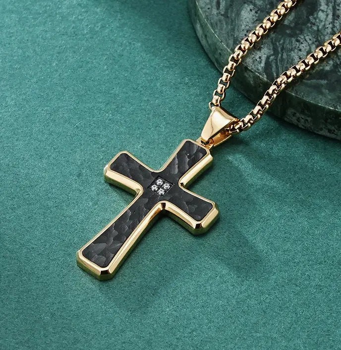 Argyle Cross Necklace in Noir Anna Zuckerman