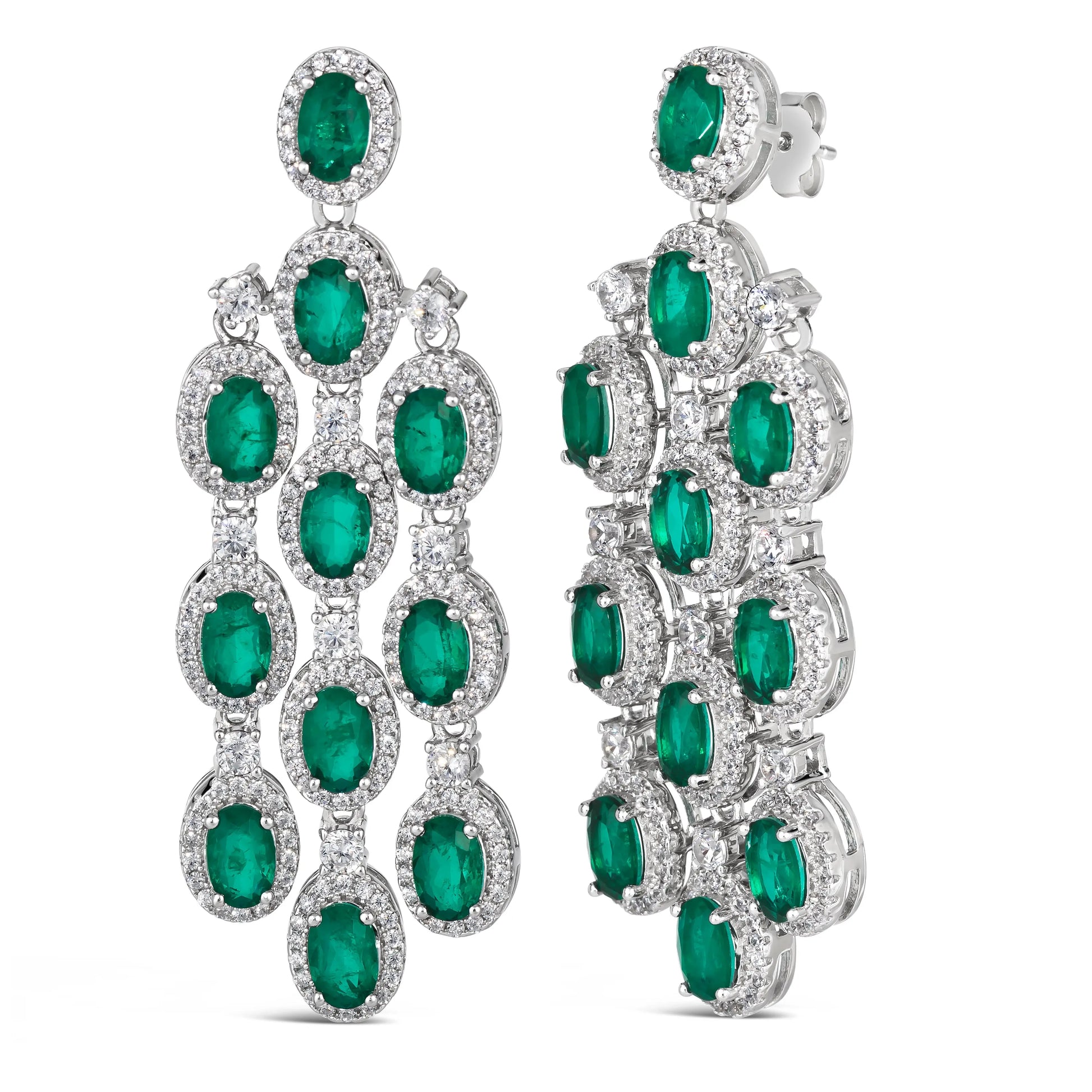 Art Deco Chandelier Earrings in Emerald Anna Zuckerman