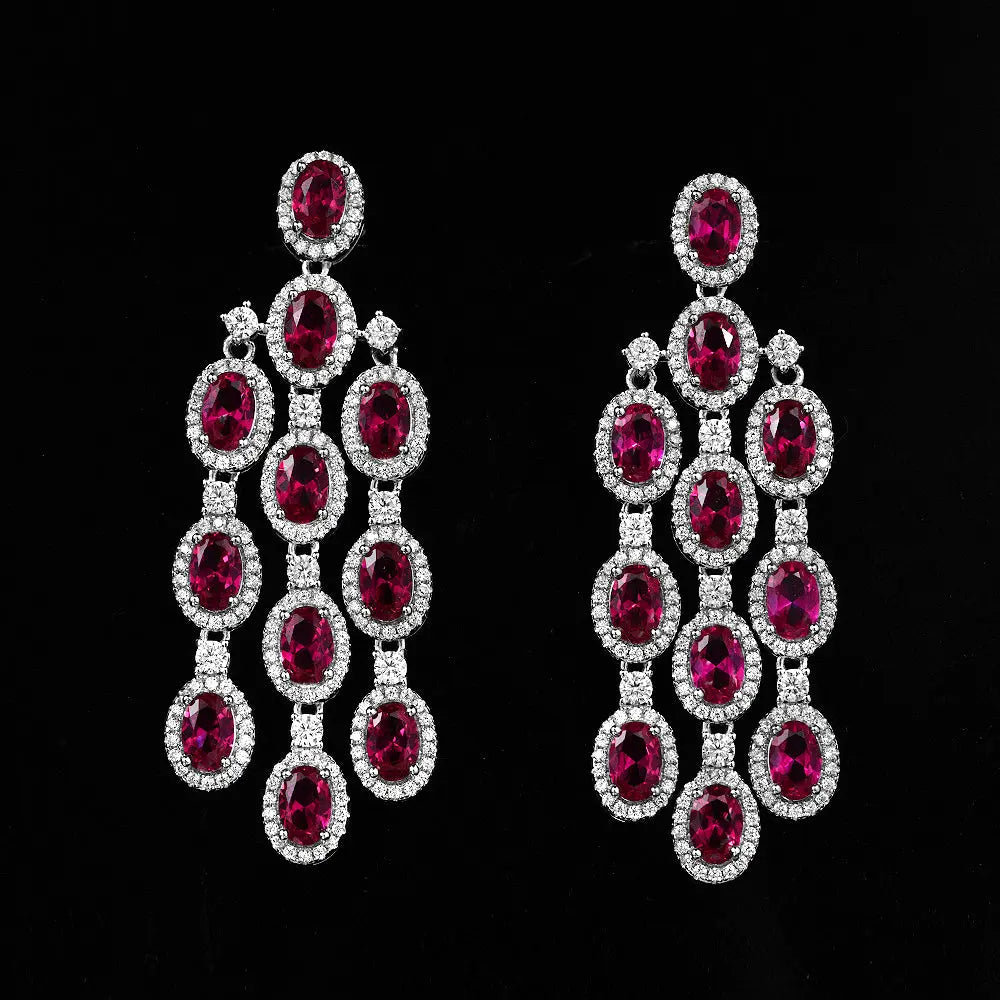 Art Deco Chandelier Earrings in Ruby Anna Zuckerman