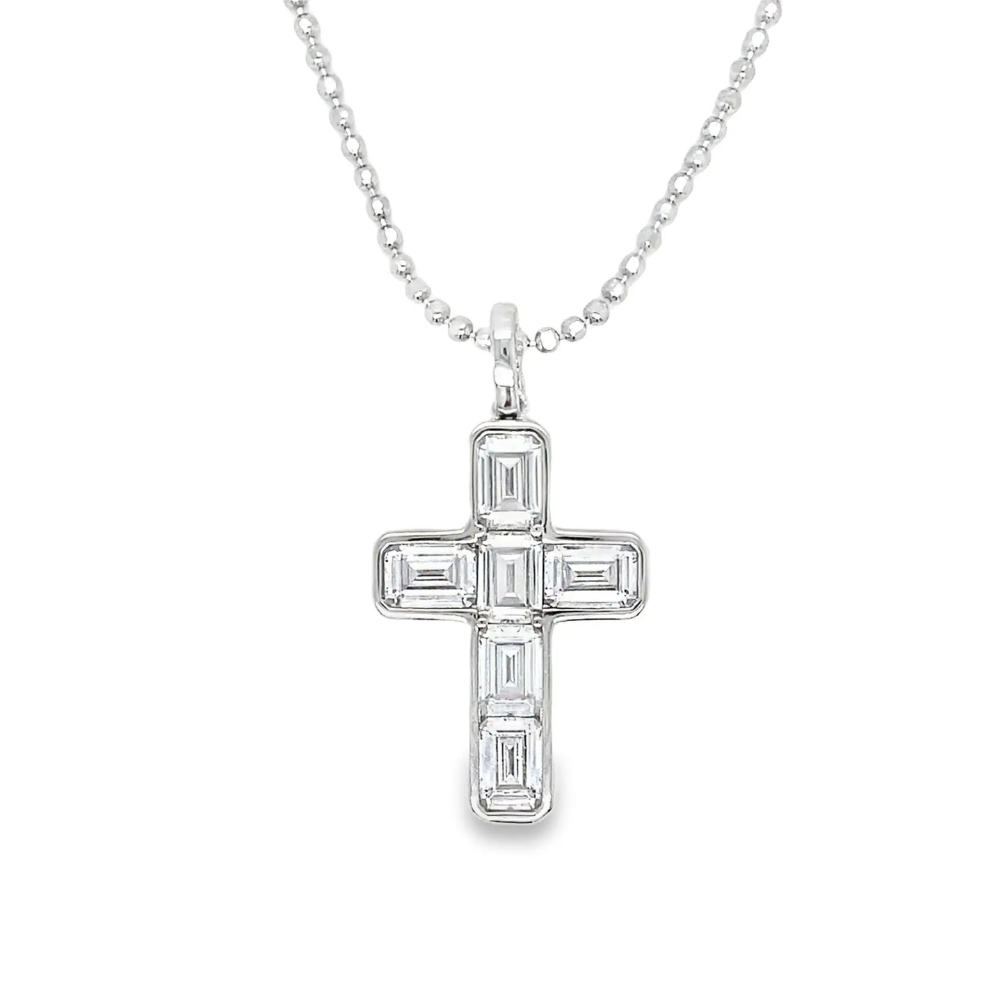 Baguette Cross Necklace in XL Anna Zuckerman