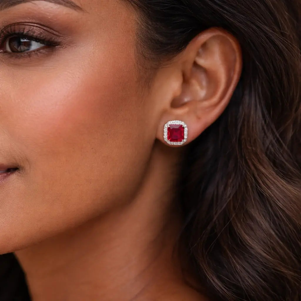 Bethenny Asscher Studs in Ruby Red Anna Zuckerman