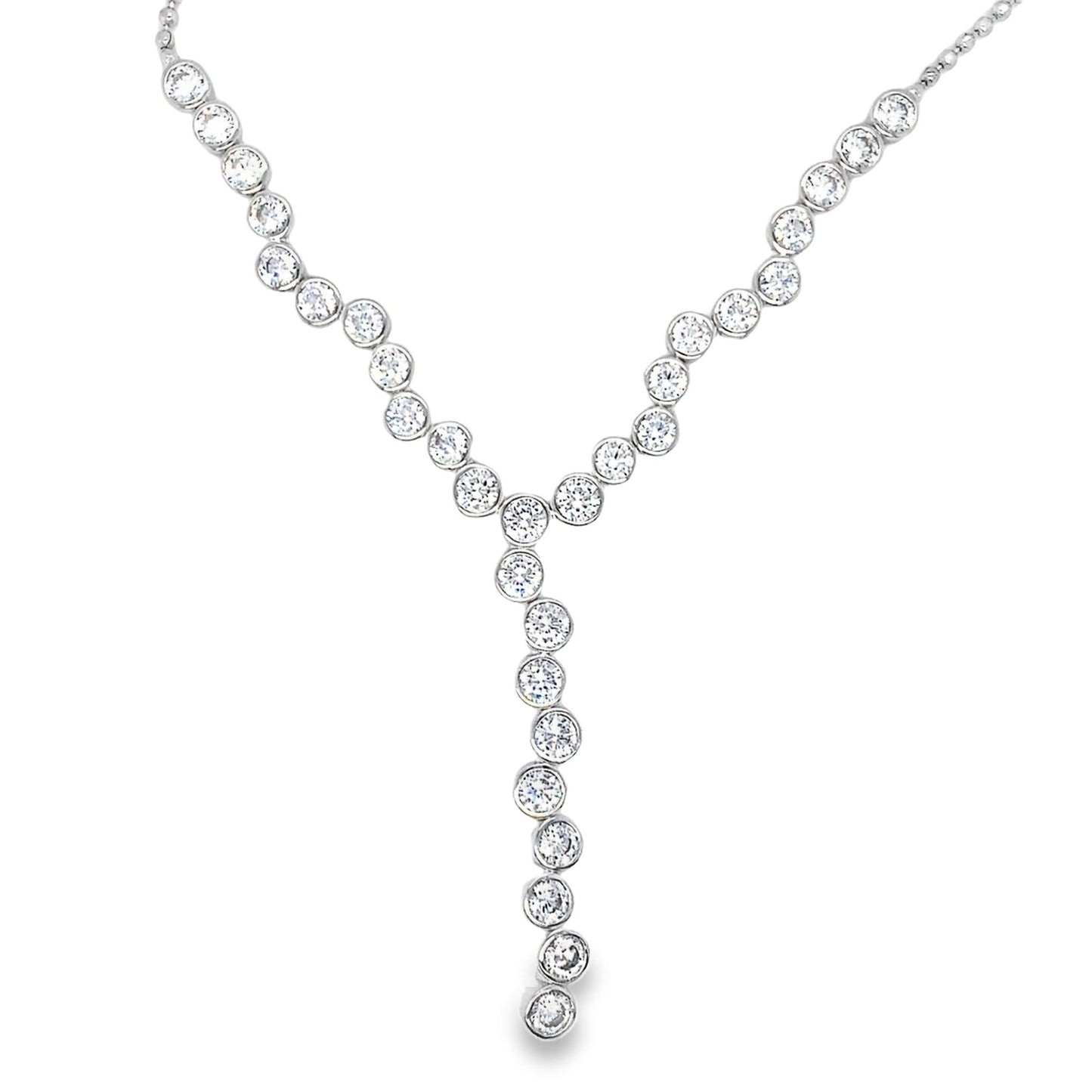 Diamond necklace on a white background