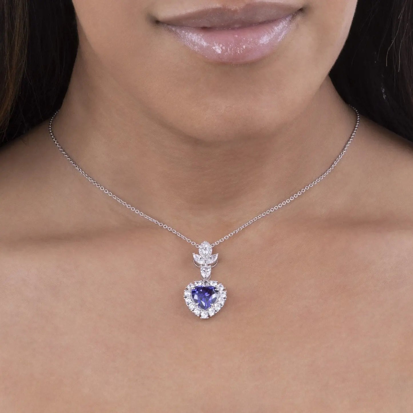 Calista Heart Necklace Blue Sapphire Anna Zuckerman