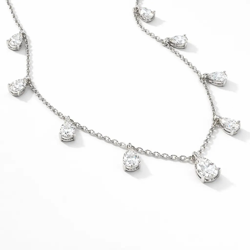 Champagne Drop Necklace in White Diamond Anna Zuckerman