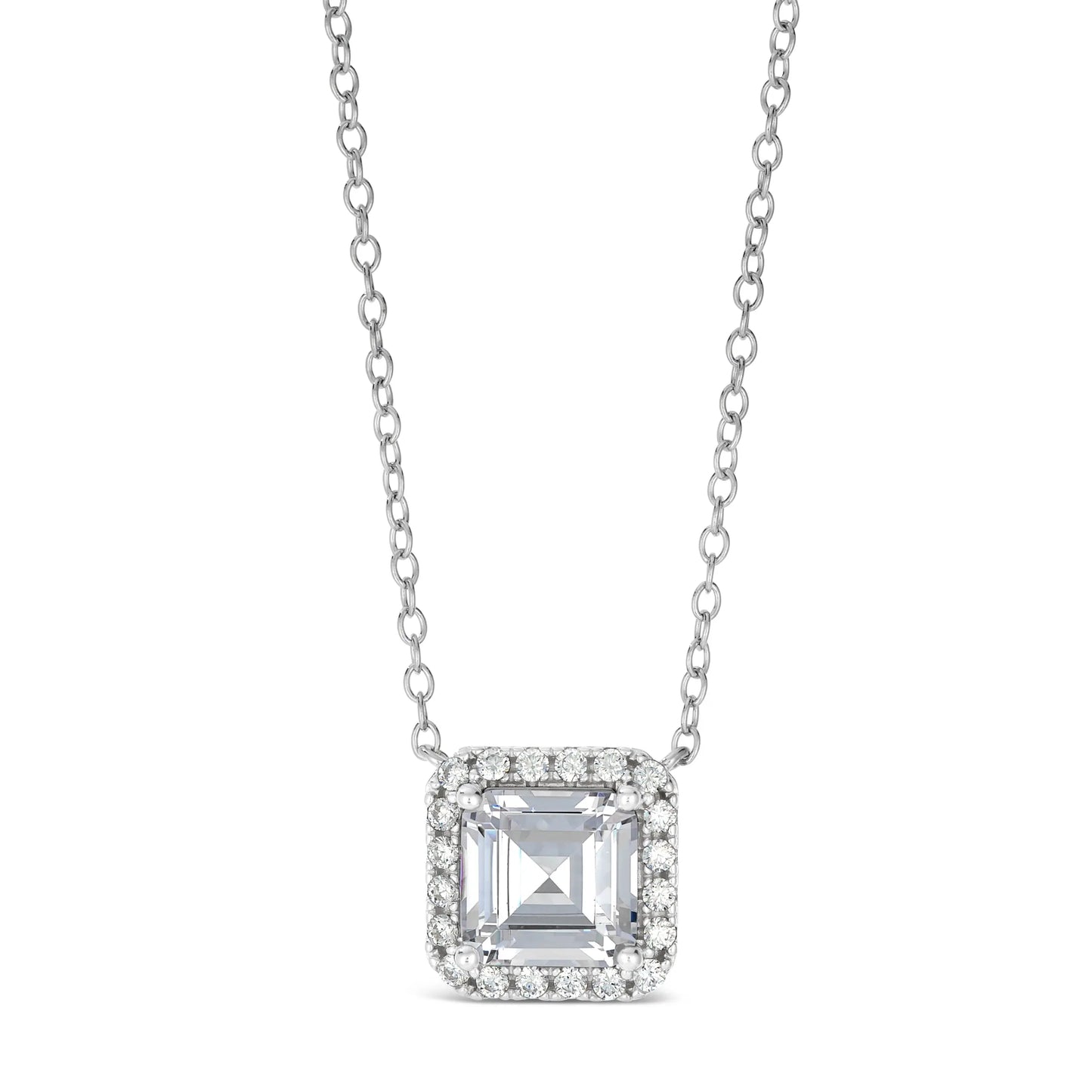 Classic Halo Asscher Cut 5 Carat Necklace Anna Zuckerman Retail