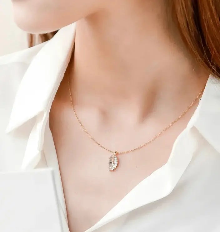 Diamond Crystalline Leaf Necklace Anna Zuckerman