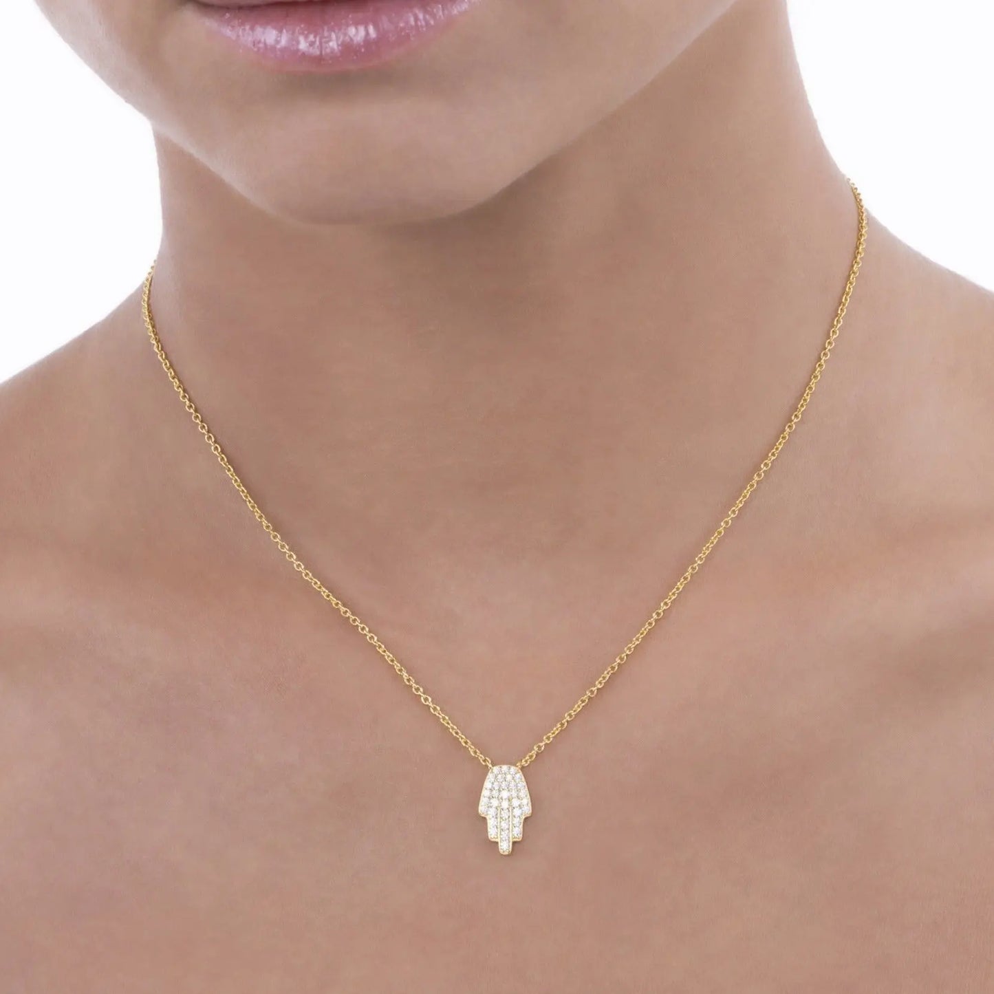 Diamond Pave Hamsa Necklace - Anna Zuckerman