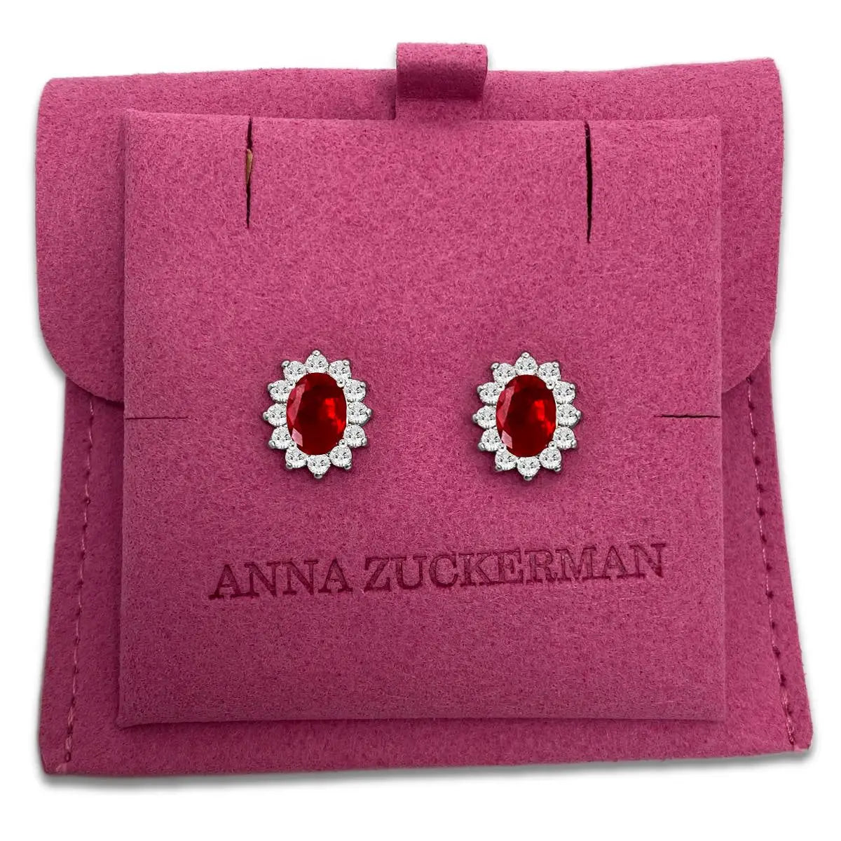 Halo Gem Earrings in Ruby by AZ Essentials Anna Zuckerman