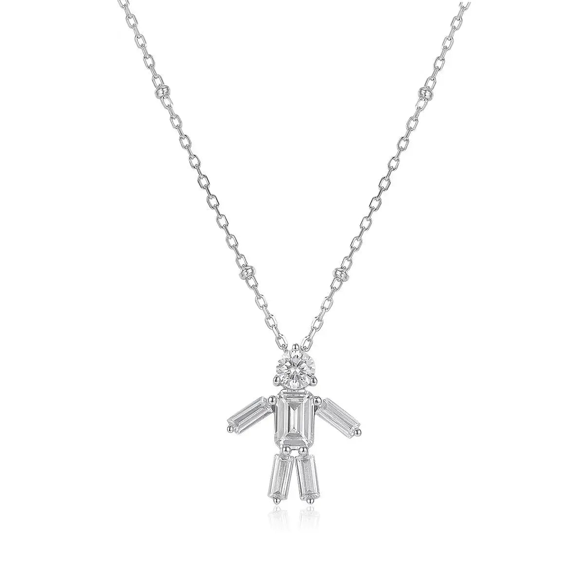 Diamond necklace with a unique pendant design on a white background