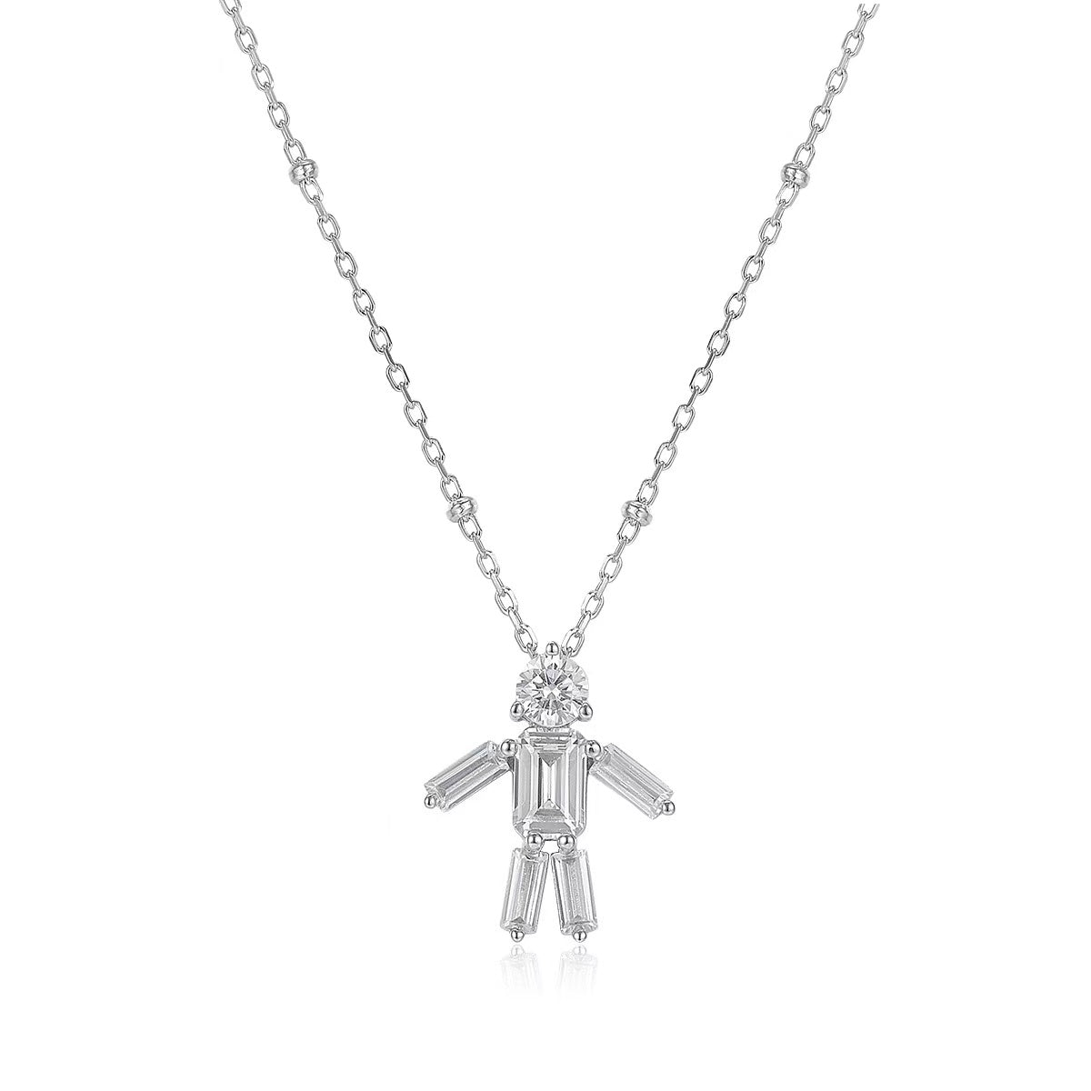 Diamond necklace with a unique pendant design on a white background