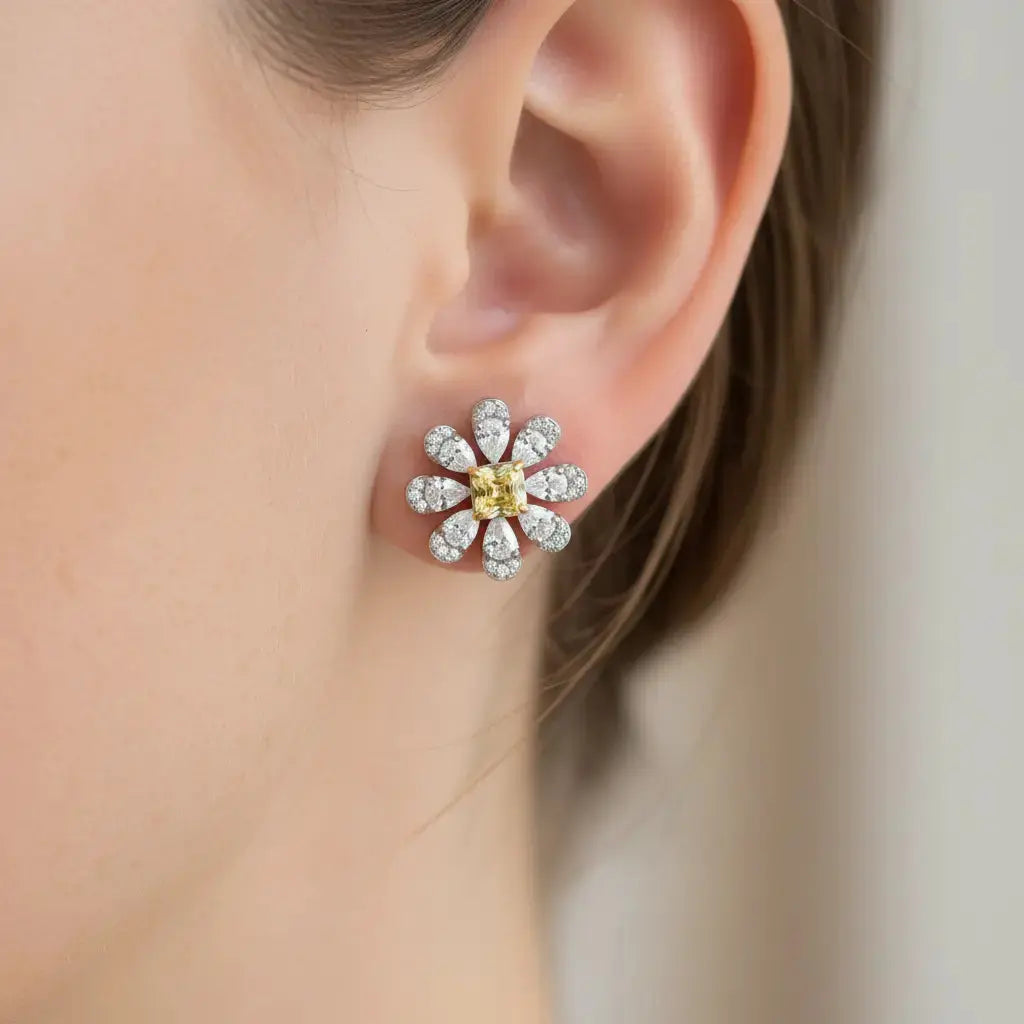 La Marguerite Studs In Yellow Anna Zuckerman