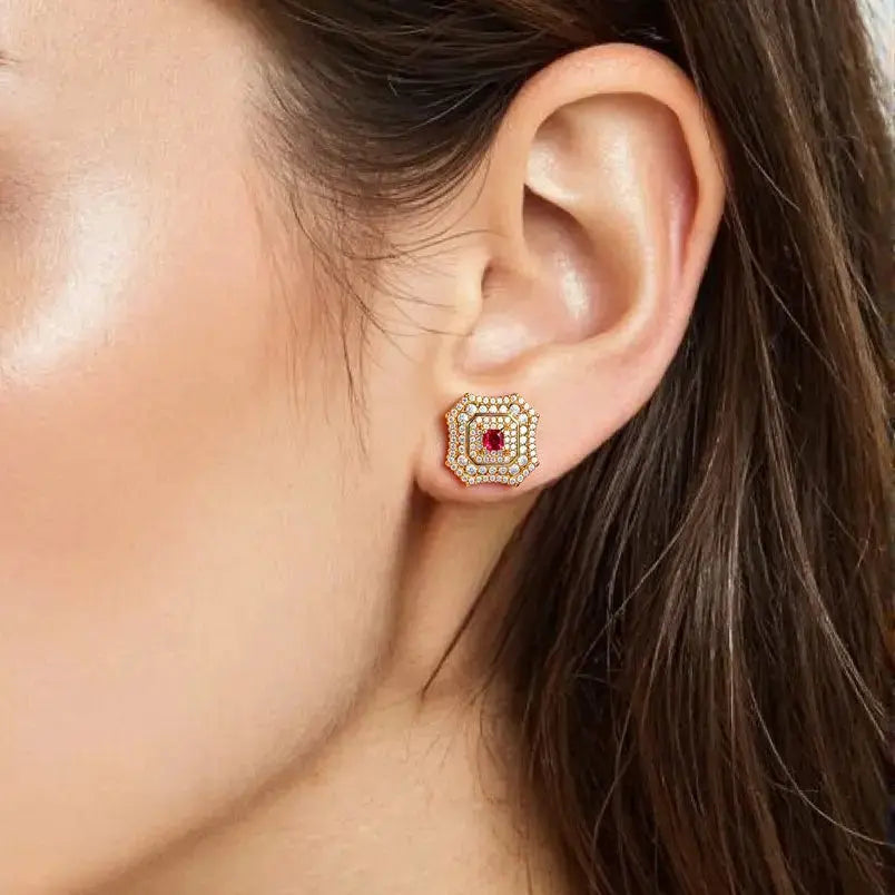 Latte Da Earrings in Ruby Anna Zuckerman