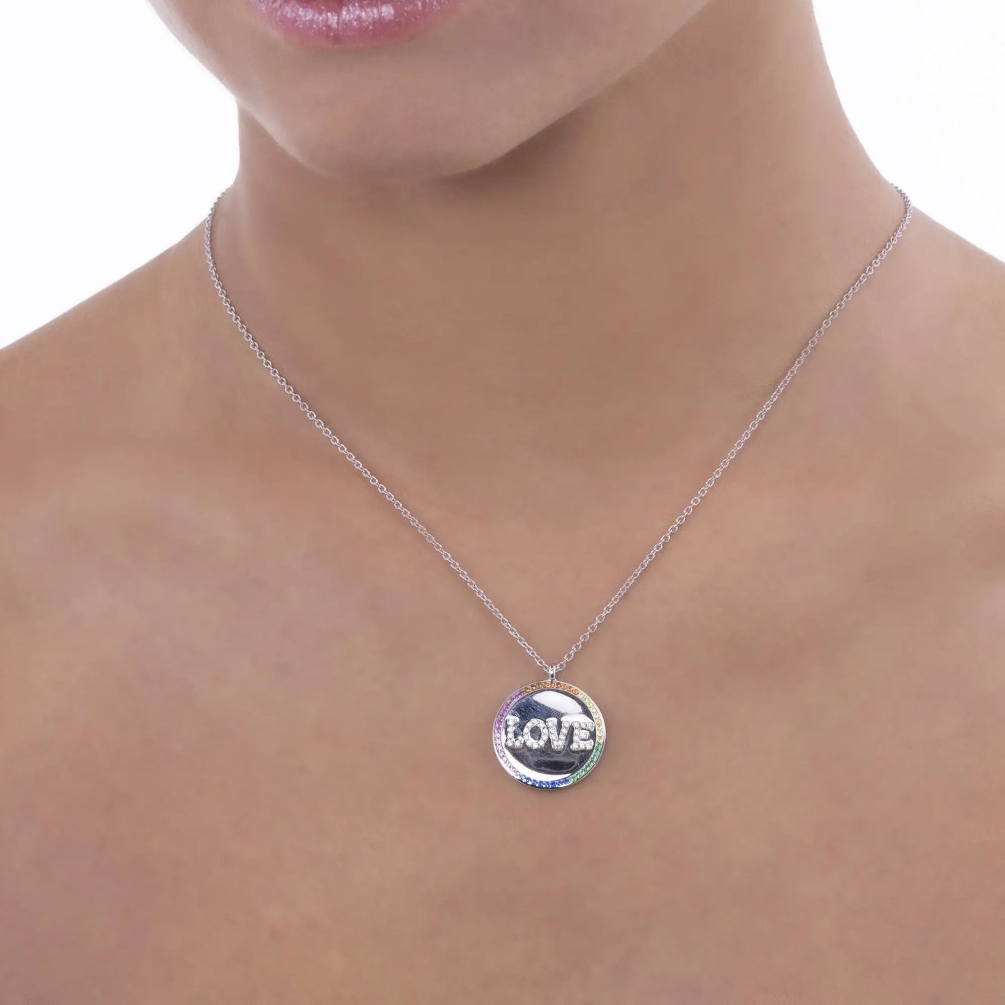 Love Disc Necklace in Multi-Color - Anna Zuckerman