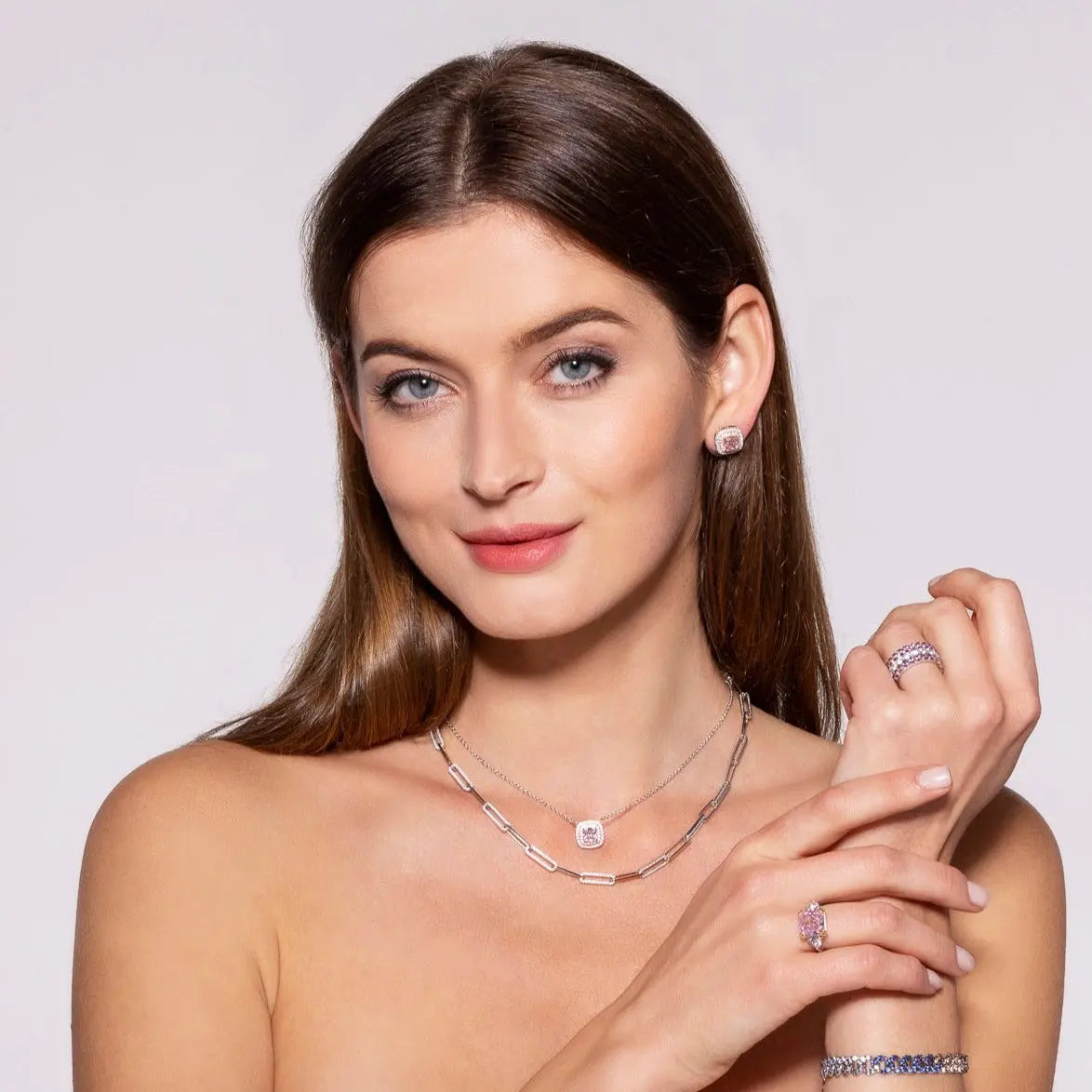 Lucia Brilliante Necklace in Argyle Pink Anna Zuckerman