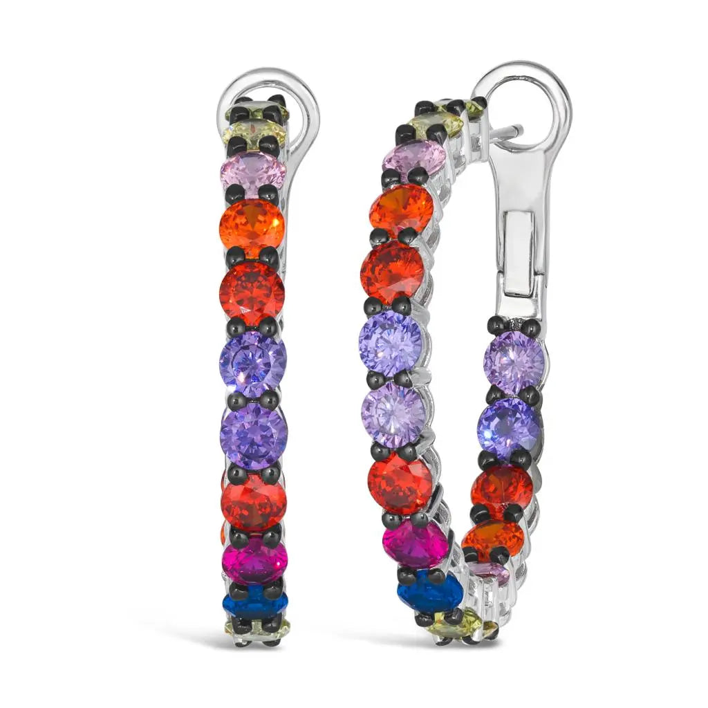 Multi Sapphire Inside Out Hoops - Anna Zuckerman