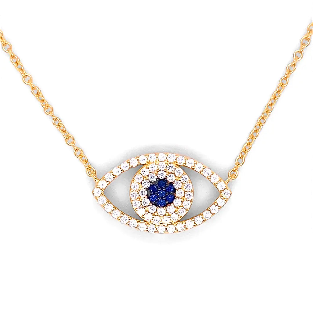 Pave Evil Eye Necklace in Gold Anna Zuckerman