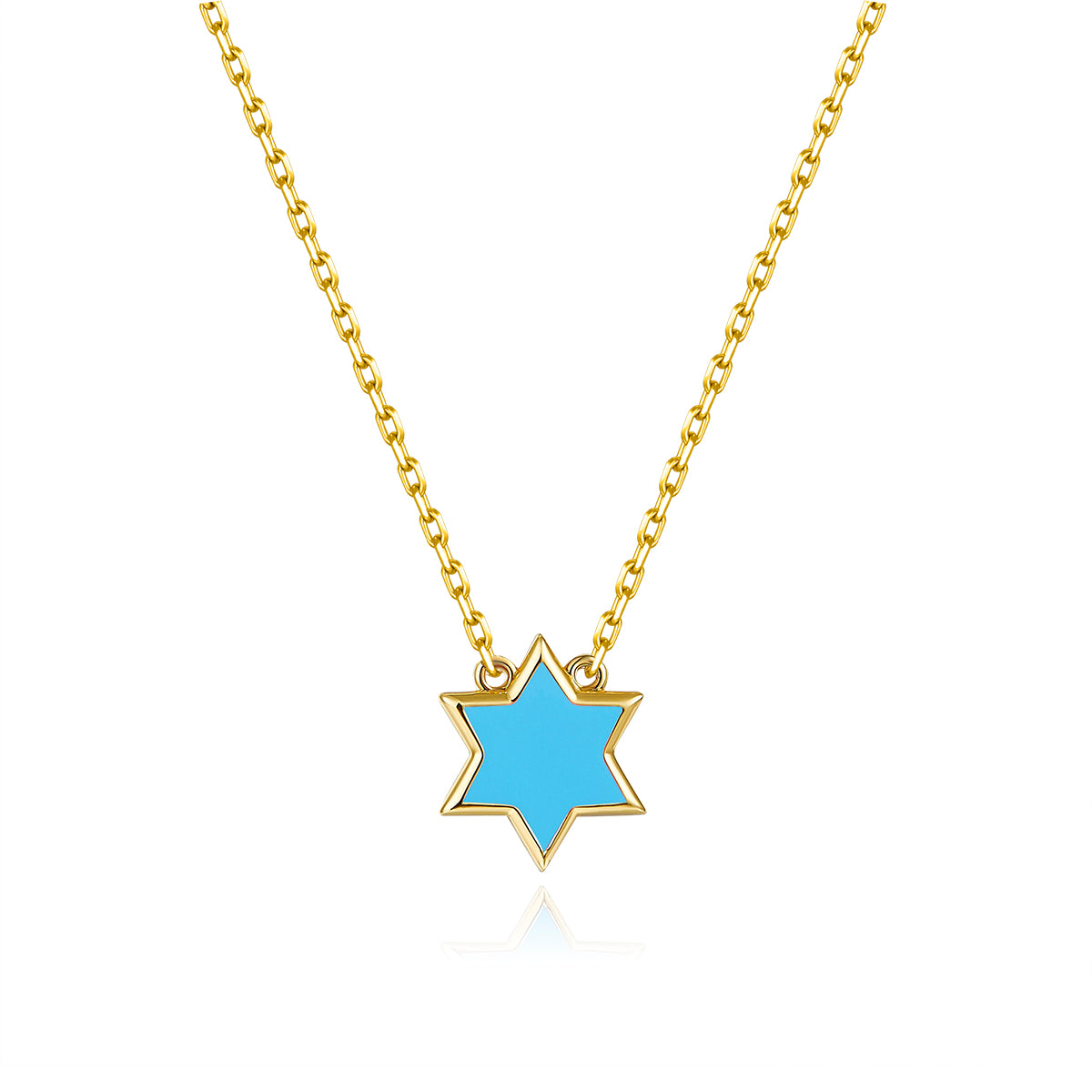 Petit Star of David Necklace in Sky Blue
