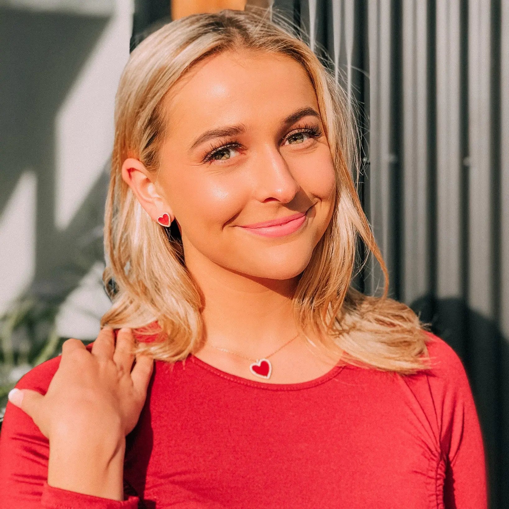 Red Carnelian Heart Shaped Earring Studs - Anna Zuckerman