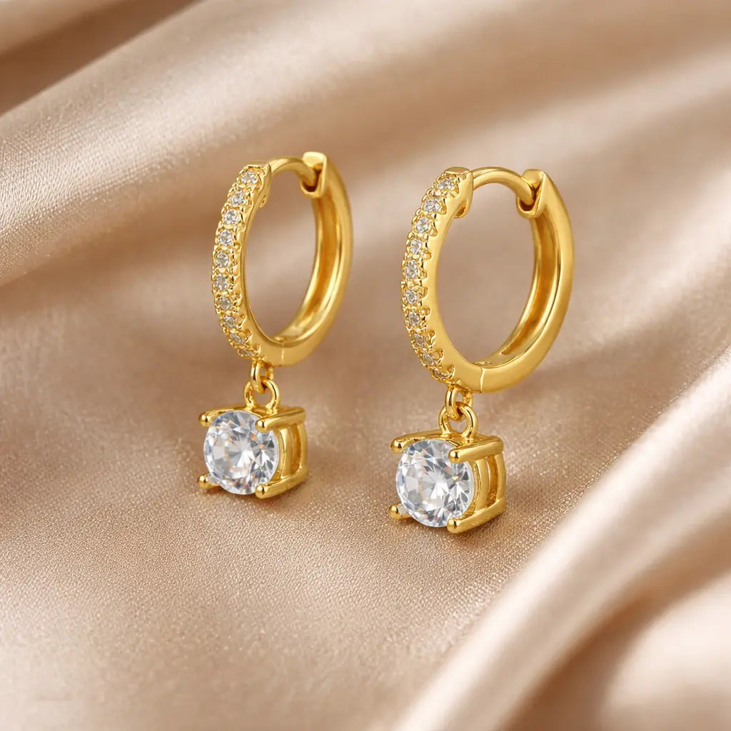 Sofia Drop Huggies In Yellow Gold Anna Zuckerman