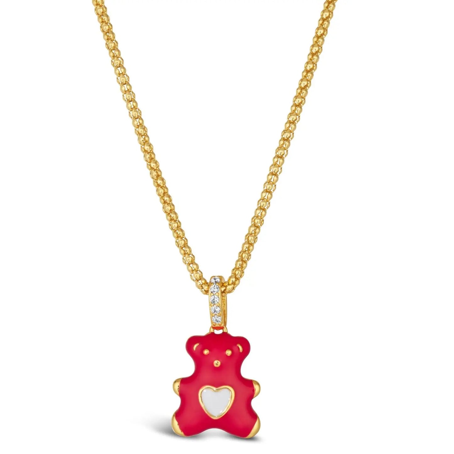 Teddy Enamel Bear Necklace - Anna Zuckerman