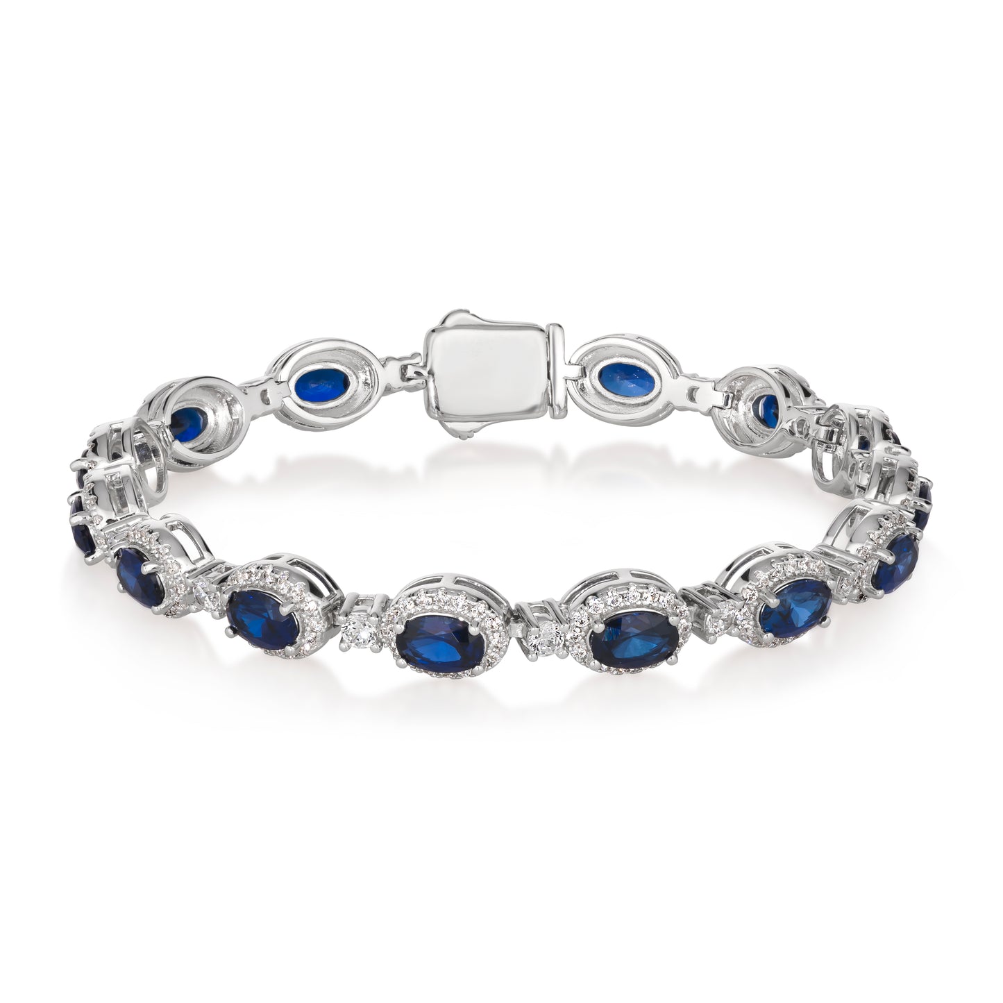 Oval Gem Art Deco Bracelet in Blue Sapphire