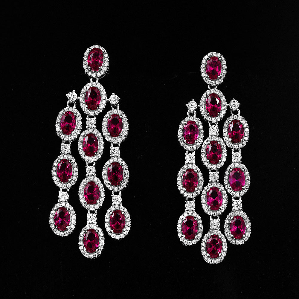 Art Deco Chandelier Earrings in Ruby