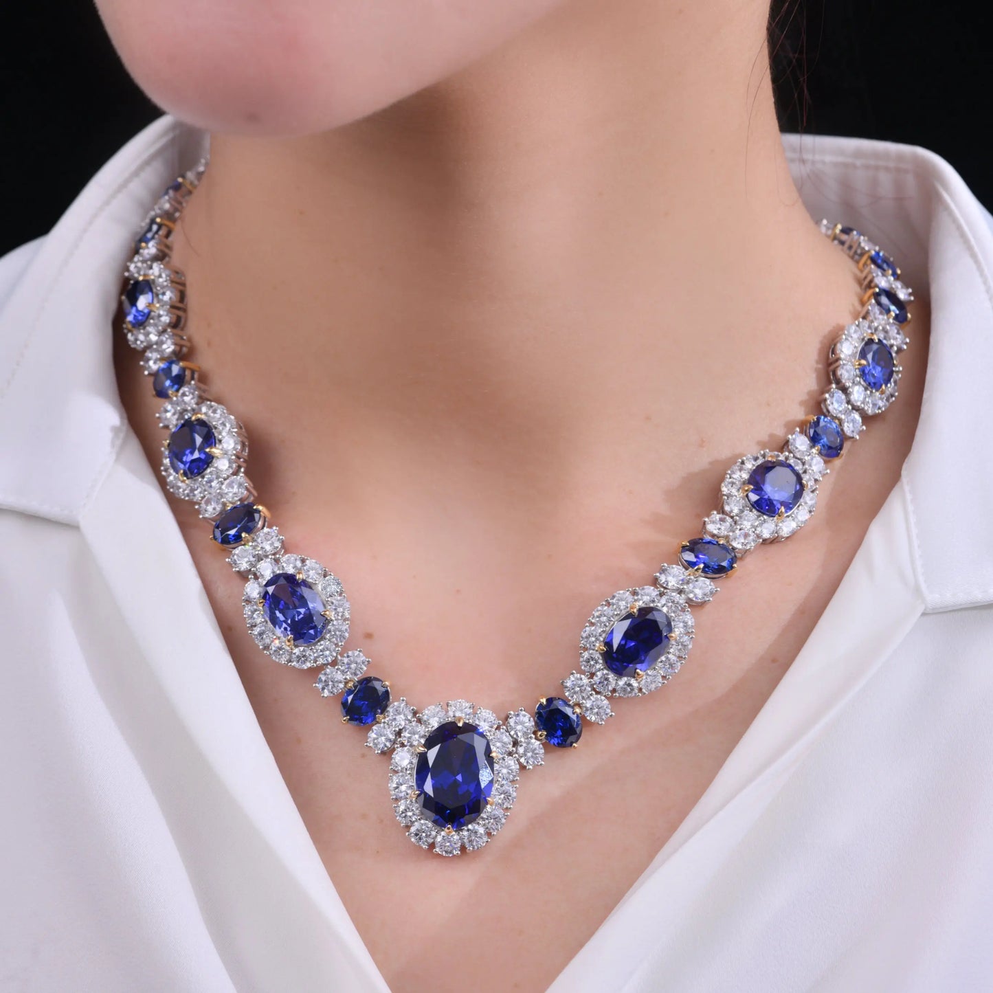 Worth Avenue Necklace in Blue Sapphire - Anna Zuckerman