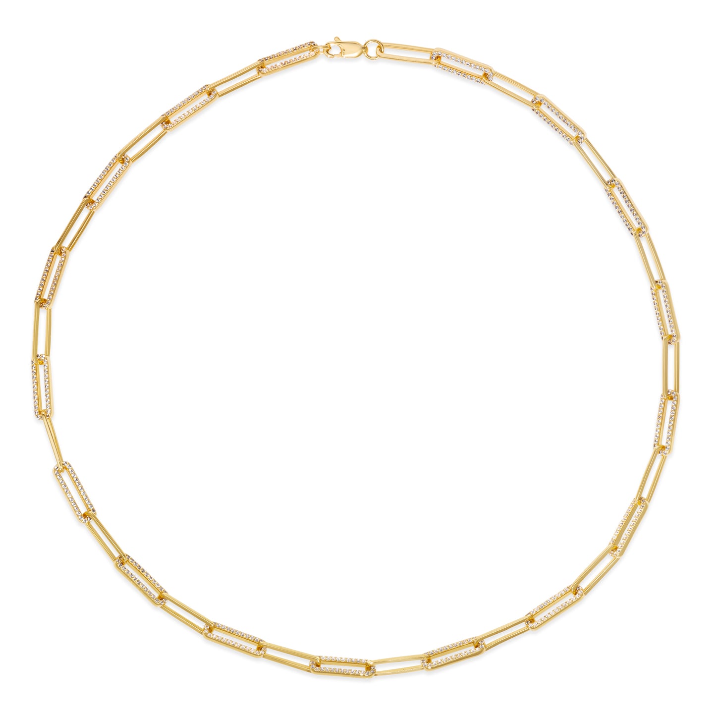 Olivia 68 Pave Paperclip Necklace - Anna Zuckerman Luxury Necklaces