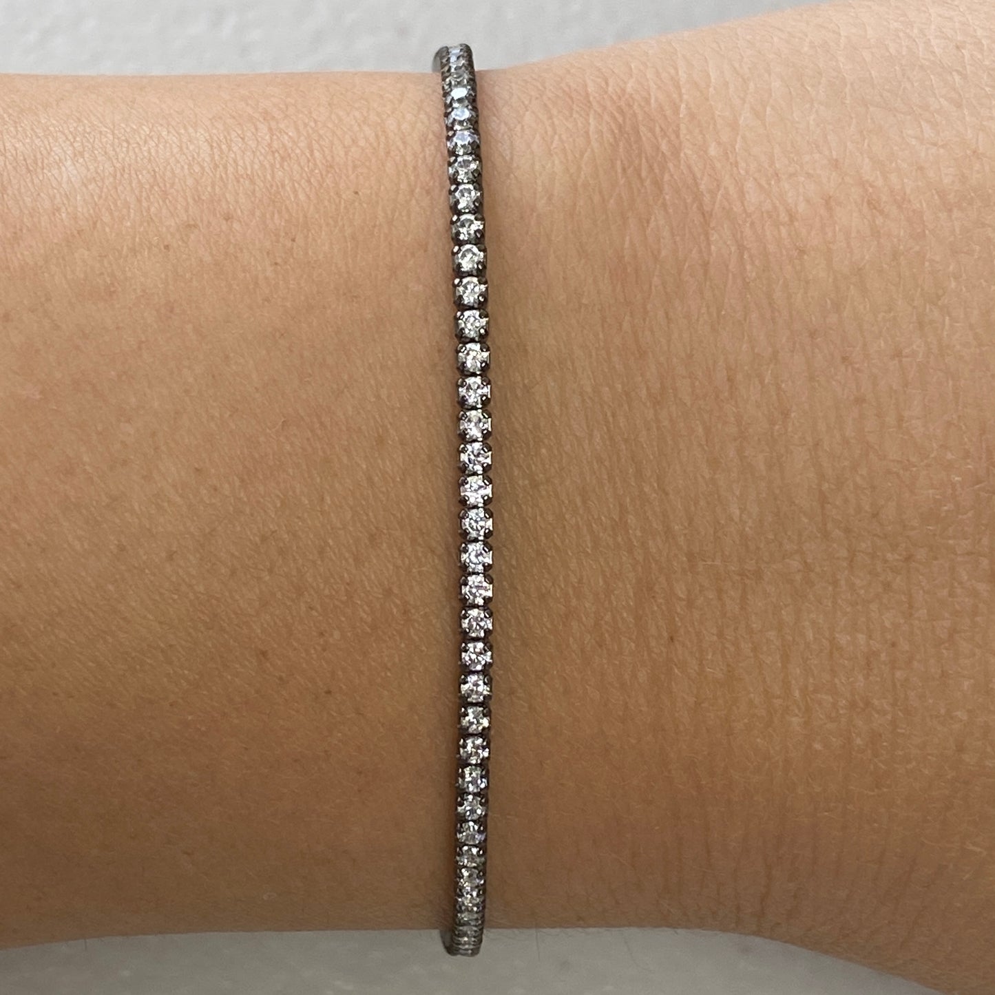 House of Zuckerman 97 Diamond White Black Rhodium Dainty Bolo Bracelet - Anna Zuckerman Luxury Bracelets