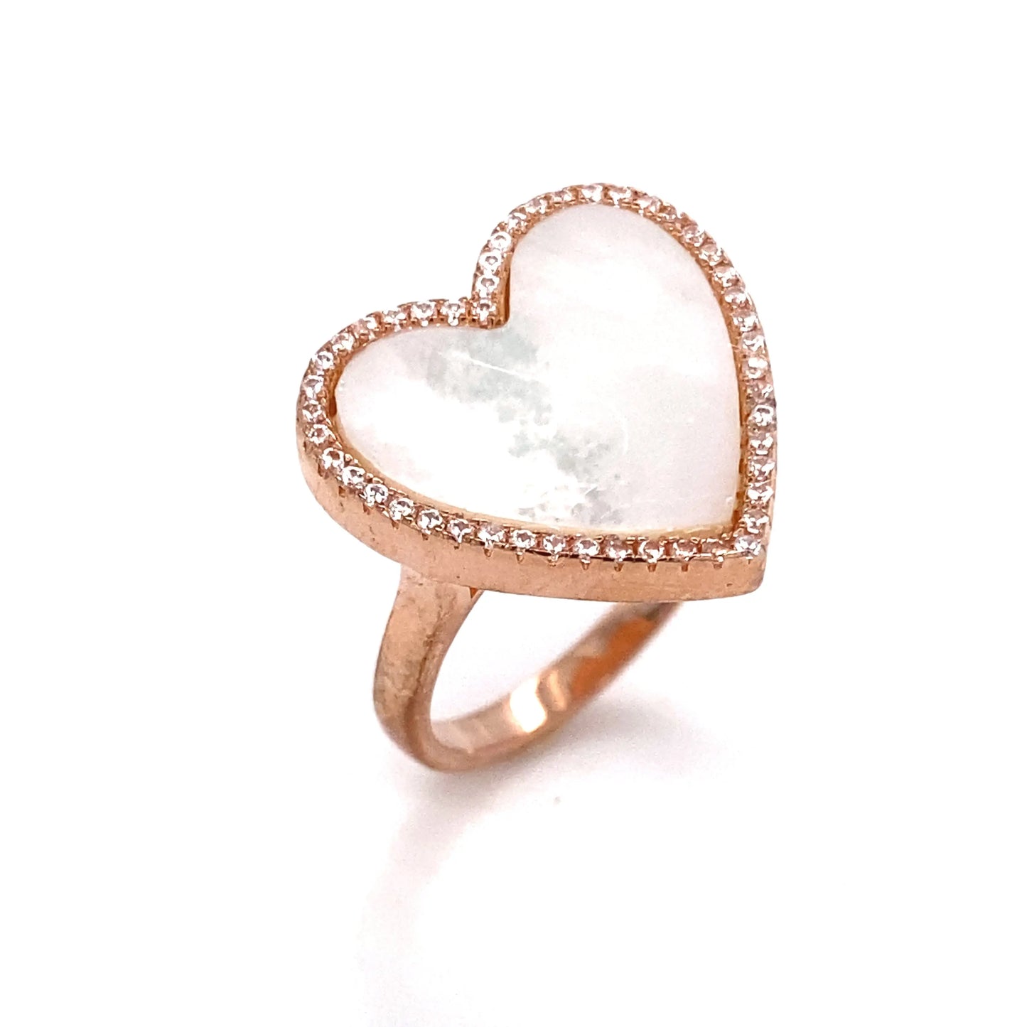 Mother of Pearl Heart Shaped Ring - Anna Zuckerman
