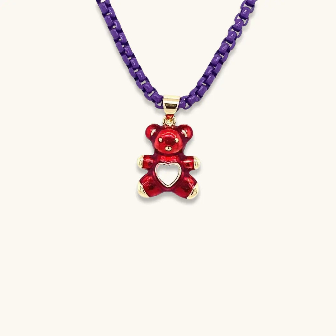 Petite Enamel Bear Necklace - Anna Zuckerman Necklaces