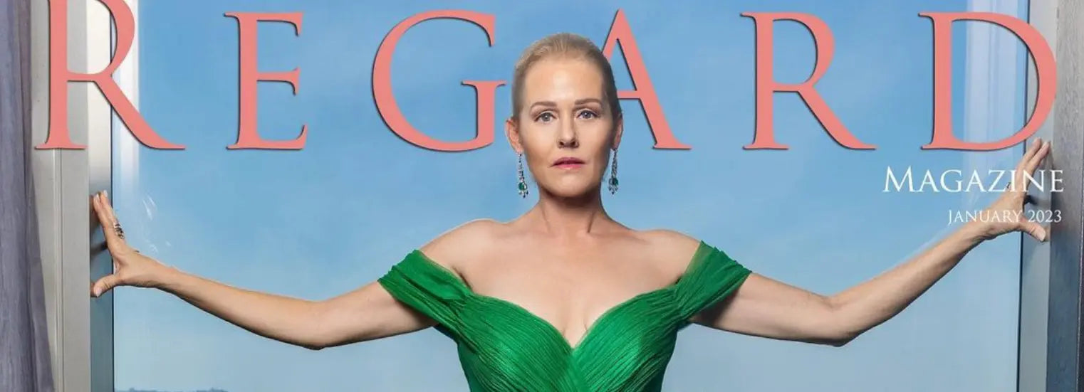 Penelope Anne Miller wears Anna Zuckerman Jewelry for cover of Regard Magazine