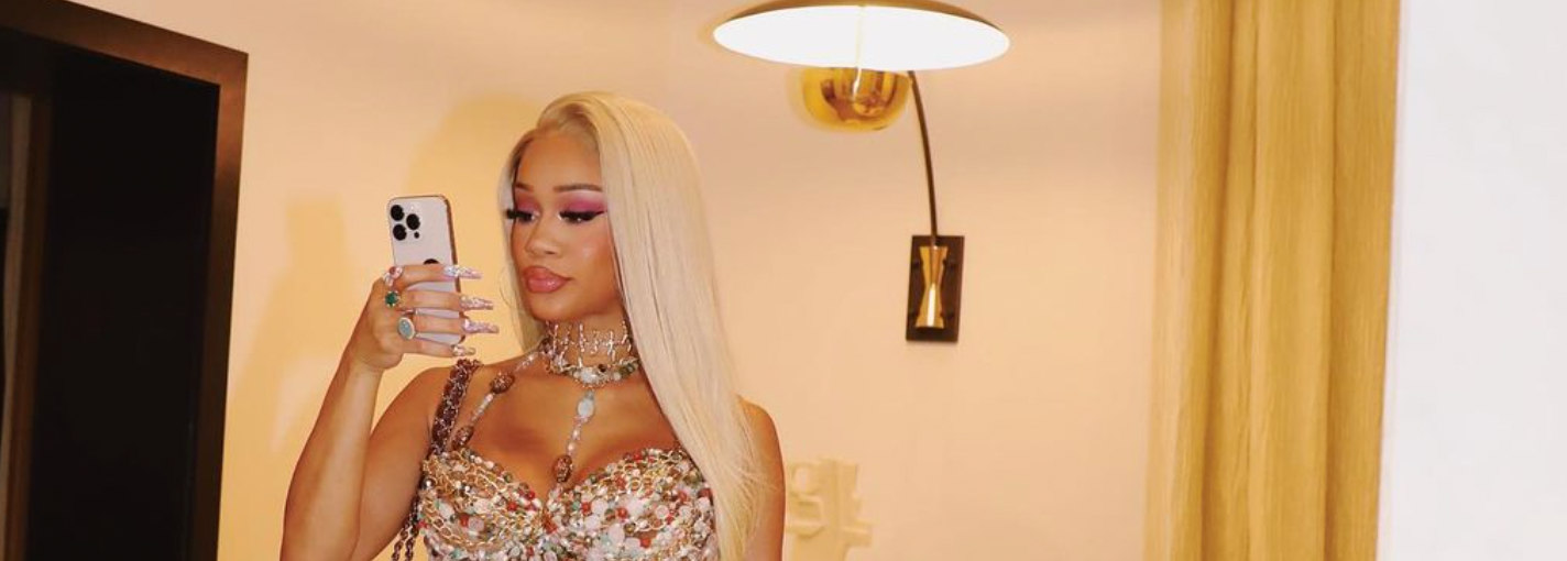 Saweetie steps out in Dallas in Anna Zuckerman