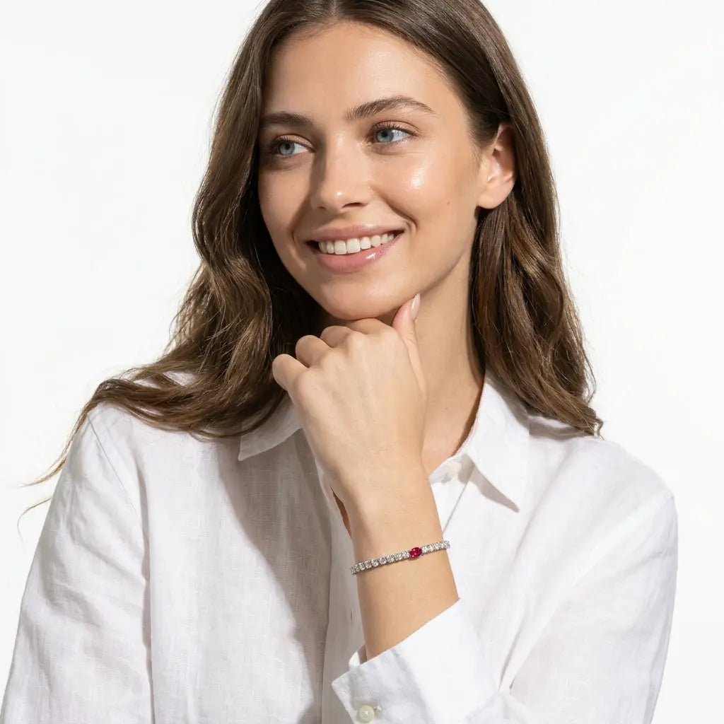 10 Carat Tennis Bracelet with Ruby Anna Zuckerman
