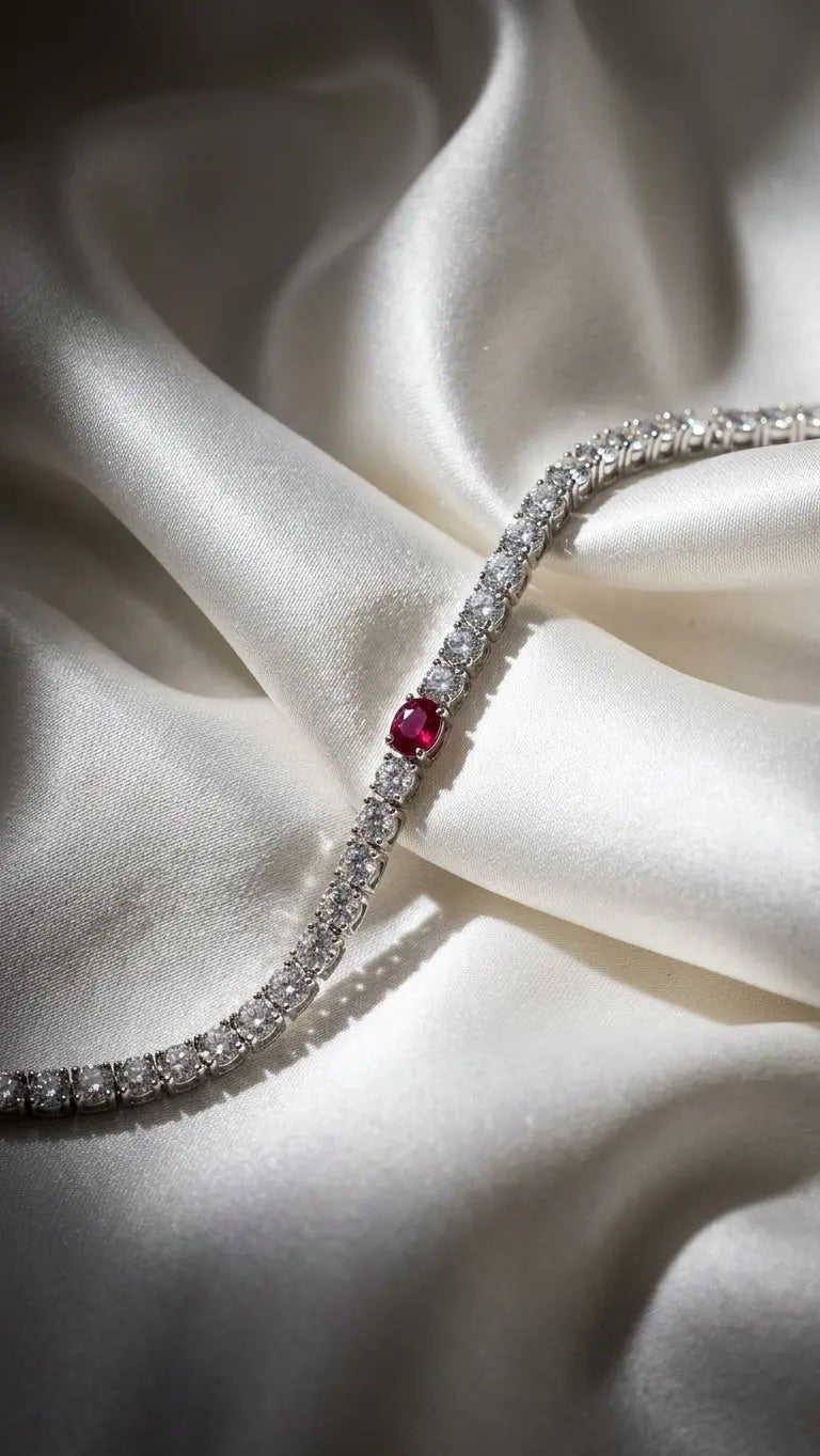 10 Carat Tennis Bracelet with Ruby Anna Zuckerman