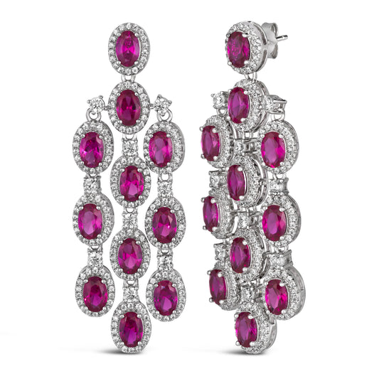 Art Deco Chandelier Earrings in Ruby