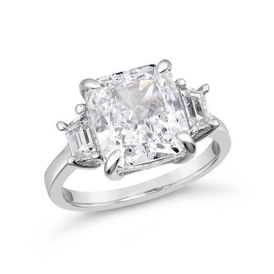 3 Stone Radiant Engagement Ring