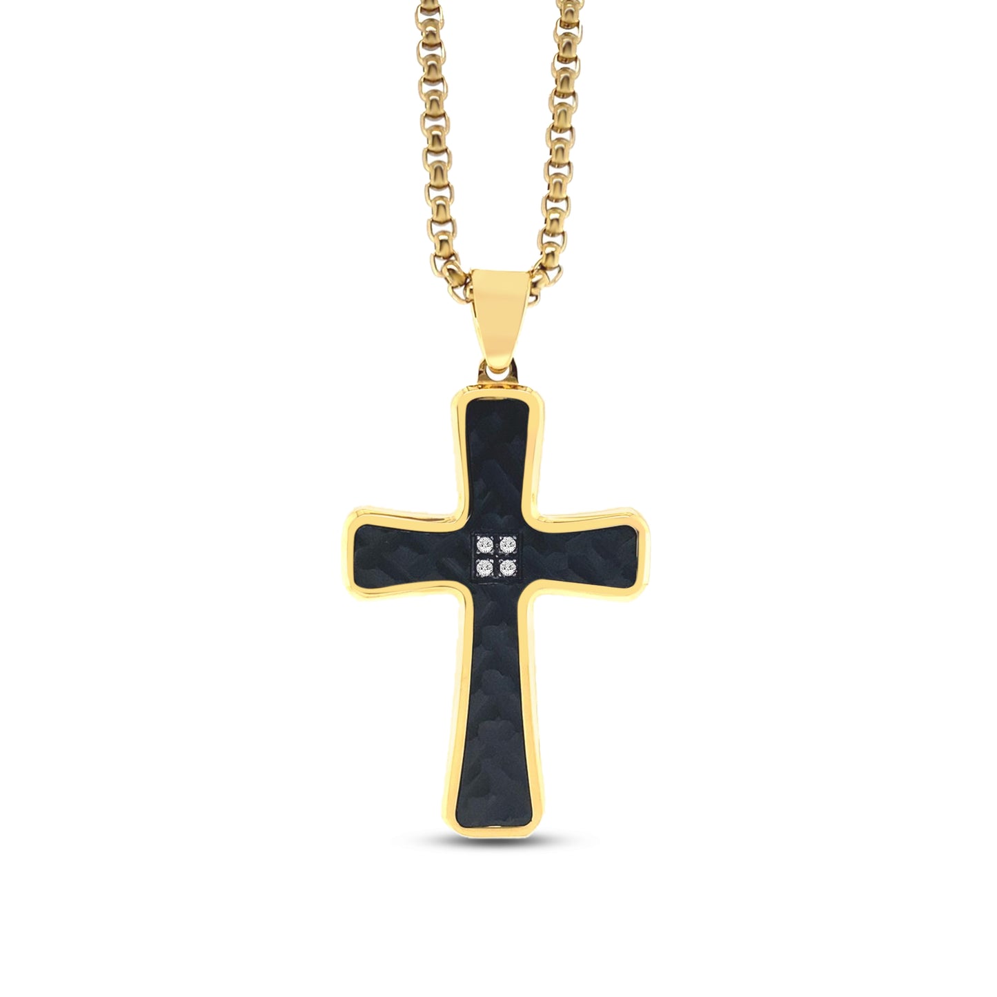 Argyle Cross Necklace in Noir