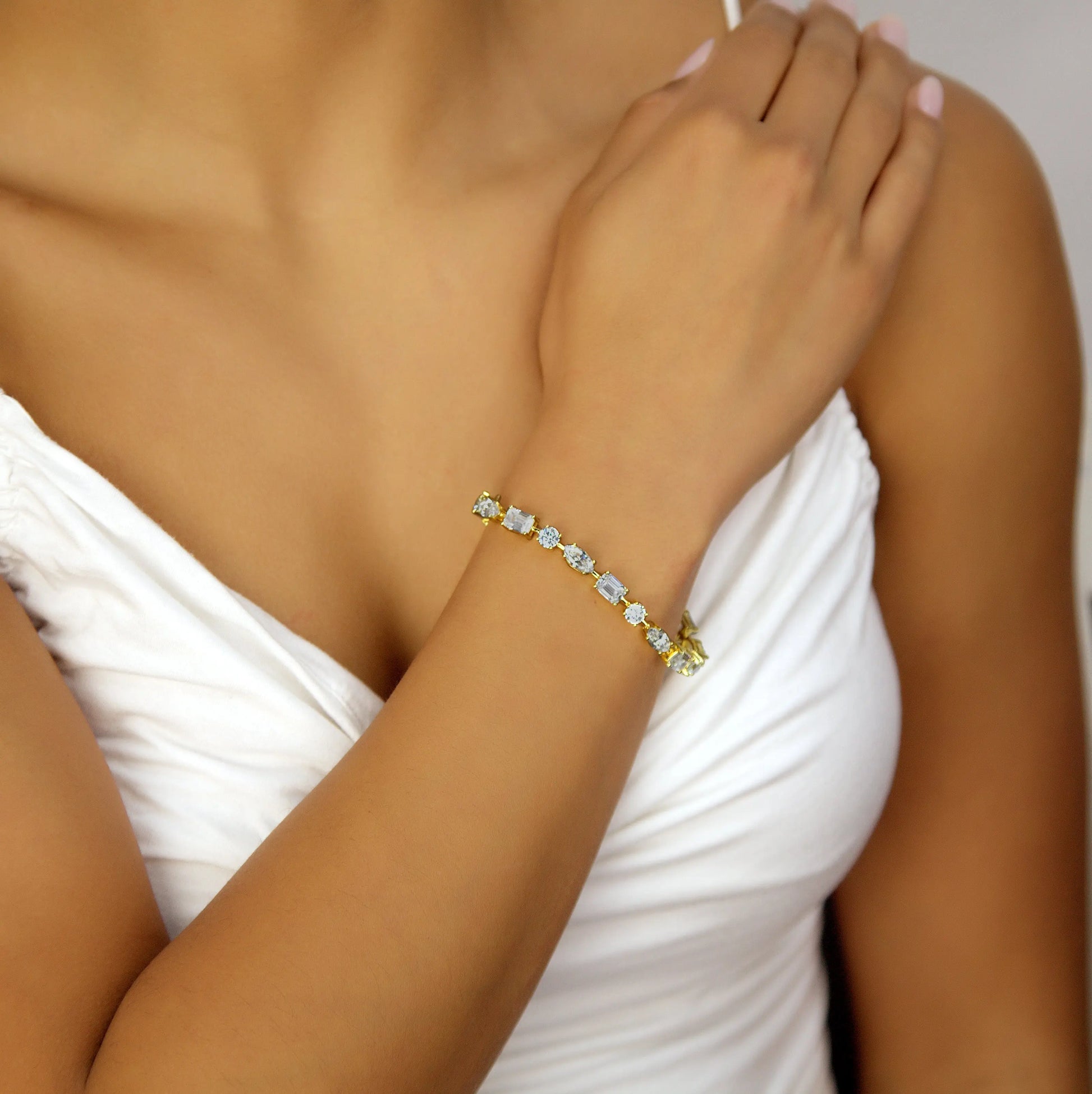 14 Carat Multi Shaped Modern Bracelet Yellow Gold Anna Zuckerman