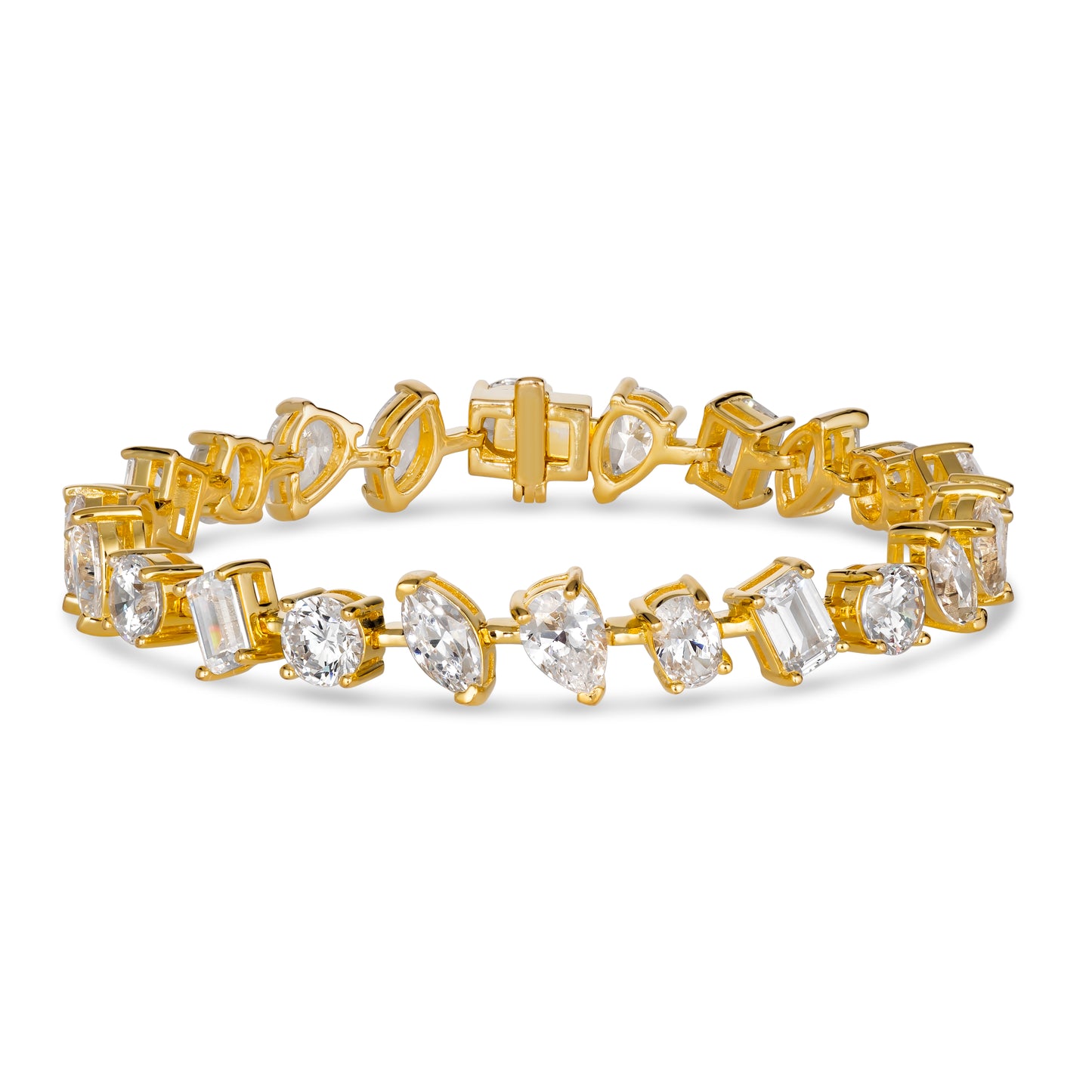 14 Carat Multi Shaped Modern Bracelet Yellow Gold