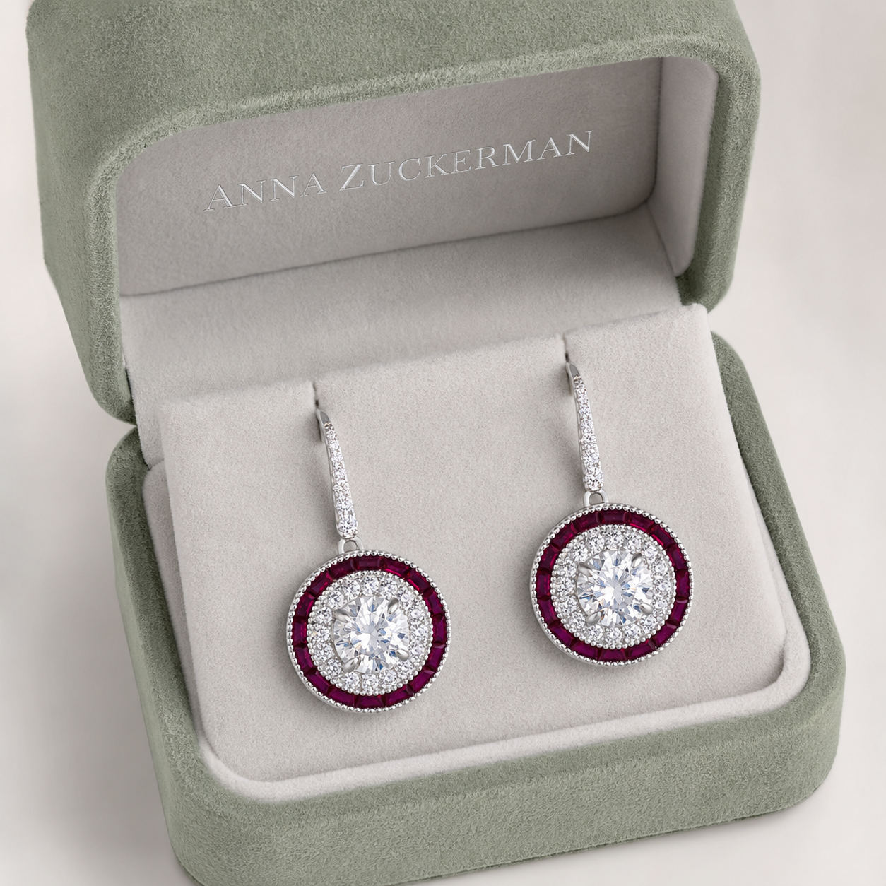 Demi Deco Earrings in Ruby