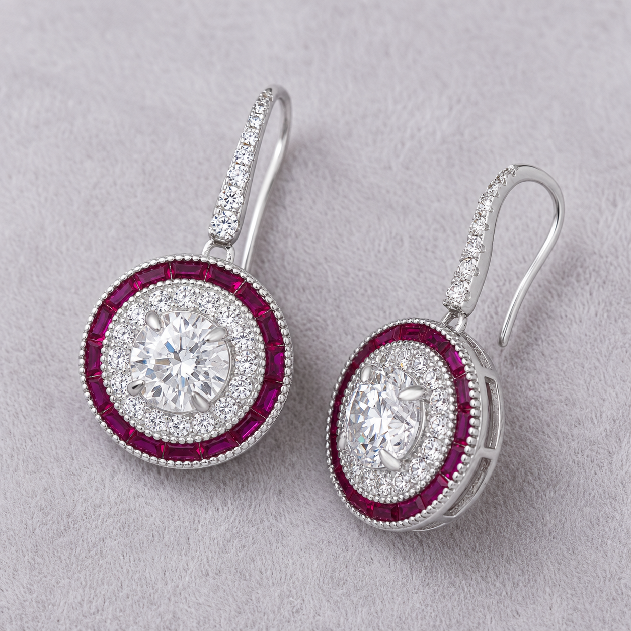 Demi Deco Earrings in Ruby
