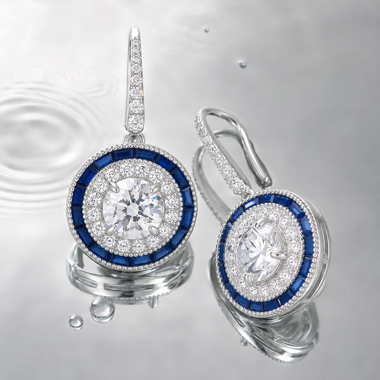 Demi Deco Earrings in Blue Sapphire
