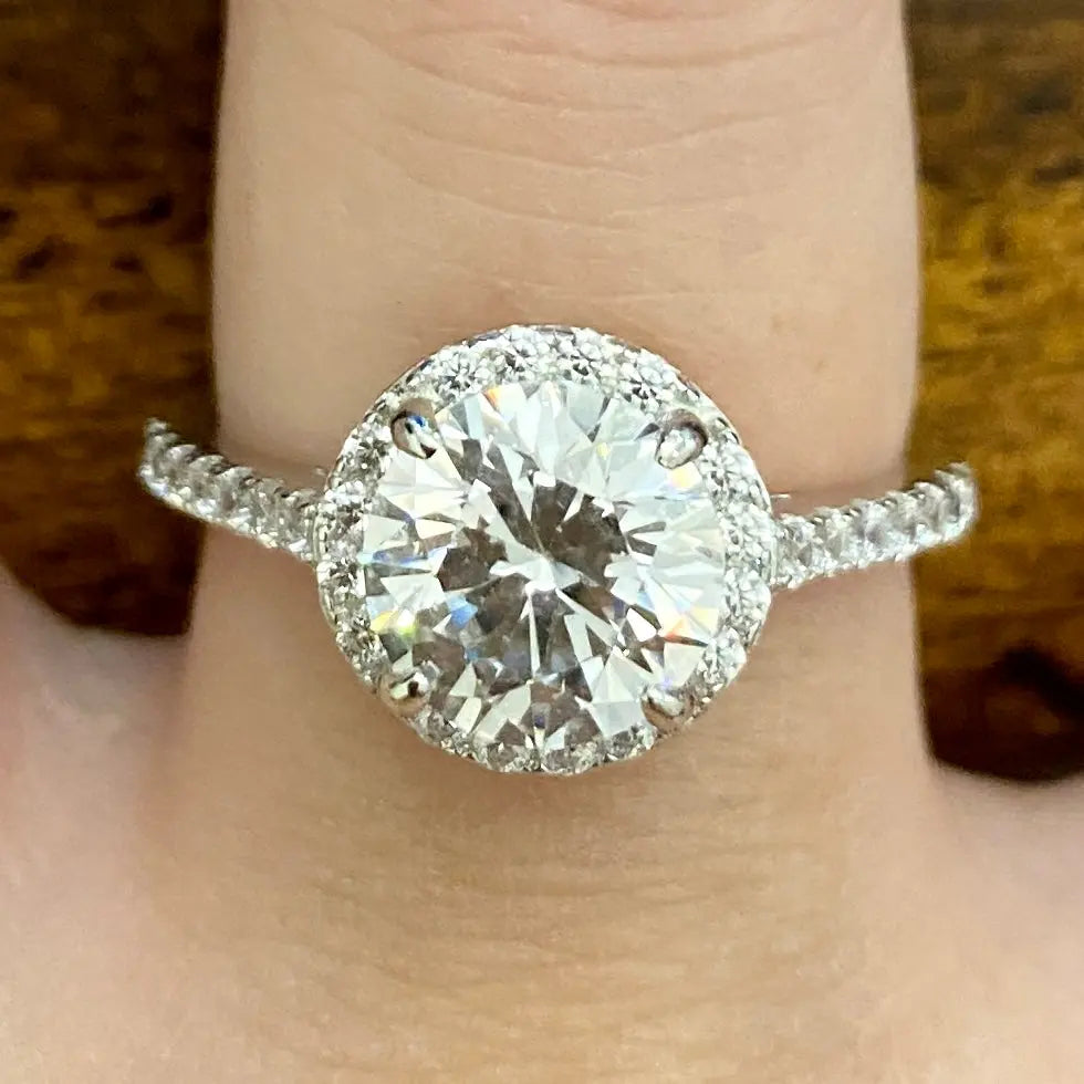 2 Carat Classic Halo Engagement Ring - Anna Zuckerman