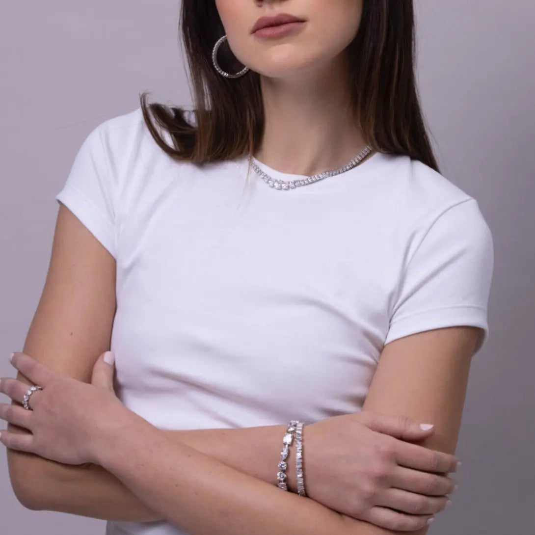 2 Carat Diamond Crystalline Baguette Bangle - Anna Zuckerman