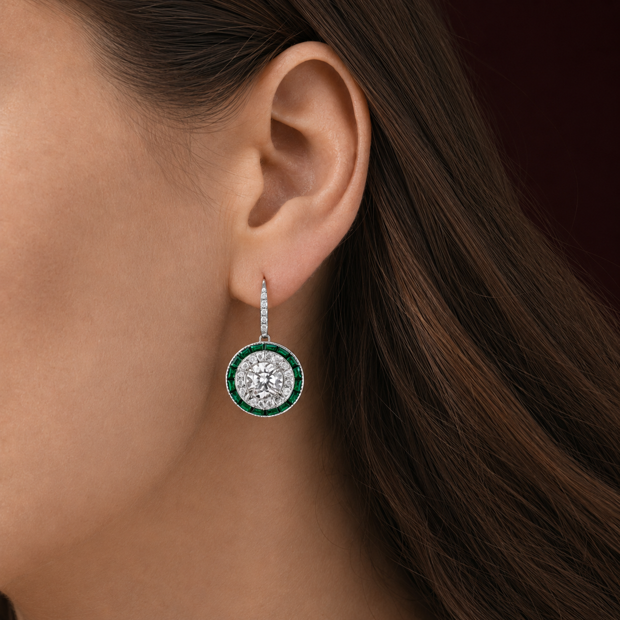 Demi Deco Earrings in Emerald